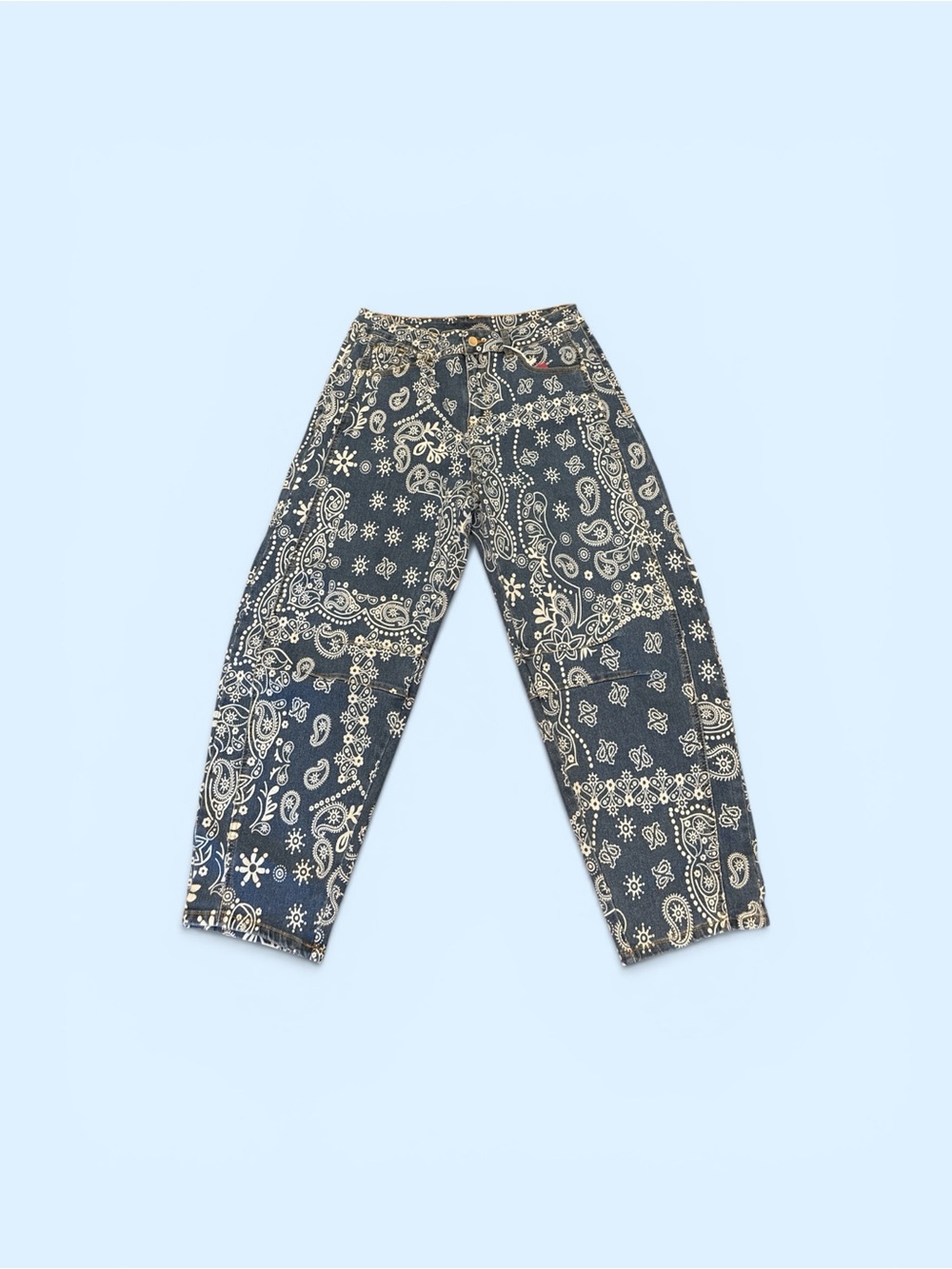 Barrels Bandana Patchwork Jeans - Navy and Cream